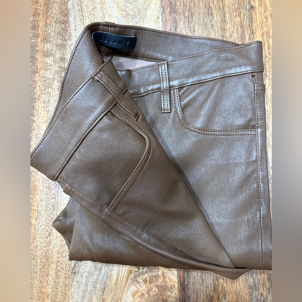 J Brand Brown Lambskin Leather Maria High Rise Womens 29 - Picture 3 of 10